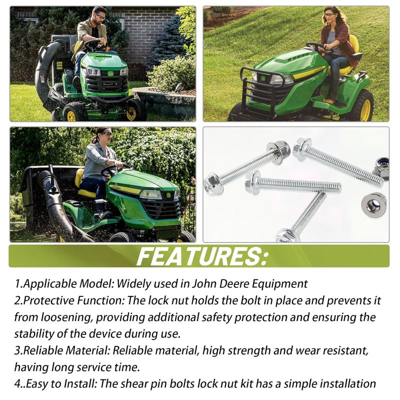 XTPTFABS 19M7834 14M7397 for John Deere Equipment Screw and Lock Nut，5PCS Auger Shear Bolt and Lock Nut Kit (5) - Image 5